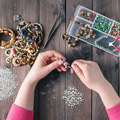 600 Pieces Lobster Clasps and Open Jump Rings Set Lobster Claw Clasps and Closures for Jewelry Making and Bracelets Bracelet Hooks Jewelry Clips(Silver) - color: Silver