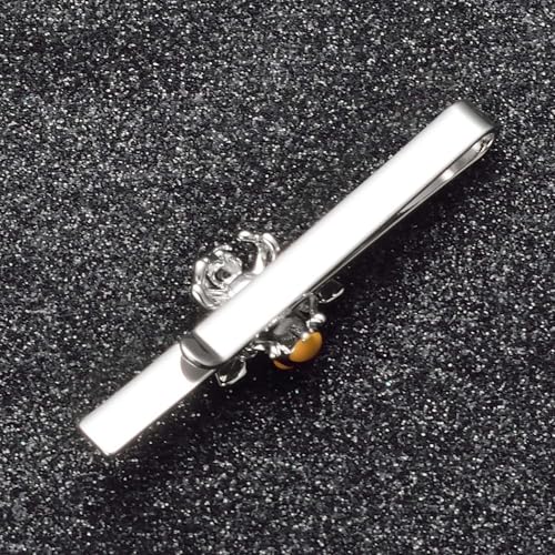 Silver Tie Clip for Mens Stainless Steel Novelty Feather Bat Bee Tie Bar Suitable For Necktie Bar Clip - style: Bee Tie Clip