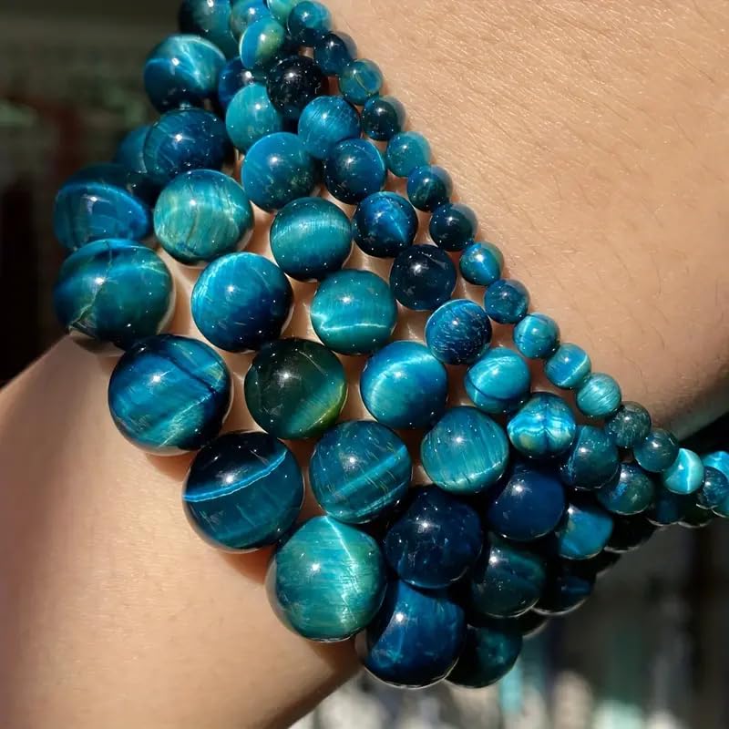 Zenkeeper About 180 Pcs Lake Blue Tiger Eyes Beads for Jewelry Making 4 MM Lake Blue Tiger Eyes Gemstones Loose Stone Beads - color: Lake Blue Tiger Eyes, size: 4MM, about 180pcs