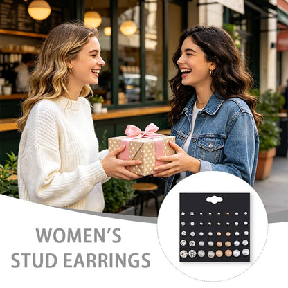 Pearl Stud Earrings for Women Elegant Trendy Round Cubic Zirconia Earrings Studs Pearl Cz Studs Earring for Women - color: black