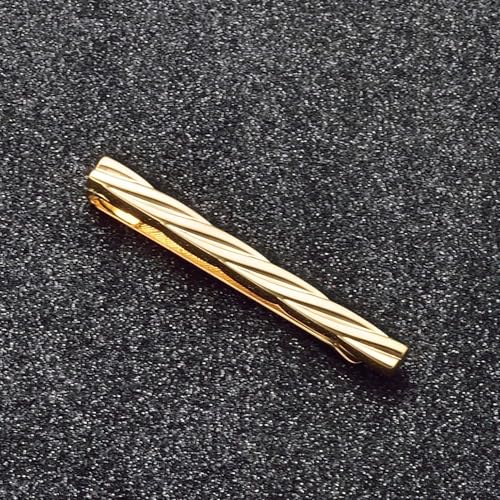 Mens Chain Tie Clips For Men Unique Silver Black Gold Tie Bar Round Stainless Steel Tie Clip - style: Simple Gold