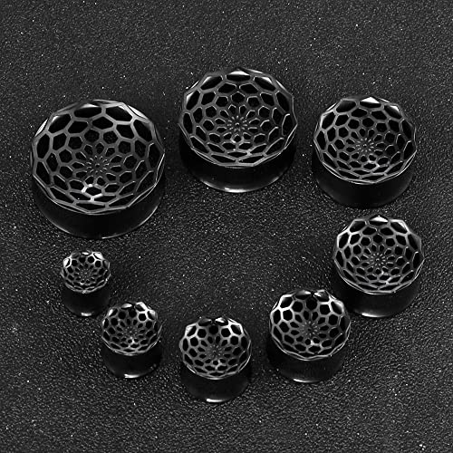 1 Pair New Classic gauges Ear Plugs Tunnels Hypoallergenic 316 Stainless Steel Ear Gauges 8mm-25mm (0G-1") Body Piercing Jewelry - color: Black-1277, size: 9/16" (14mm)