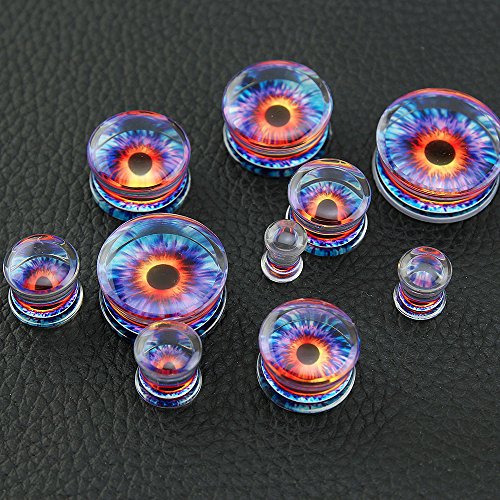 ZS Acrylic Transparent Purple Eyeball Fashion Ear Plugs Tunnel Expander Gauges Piercing - style: Gauge=1/2"(12mm)