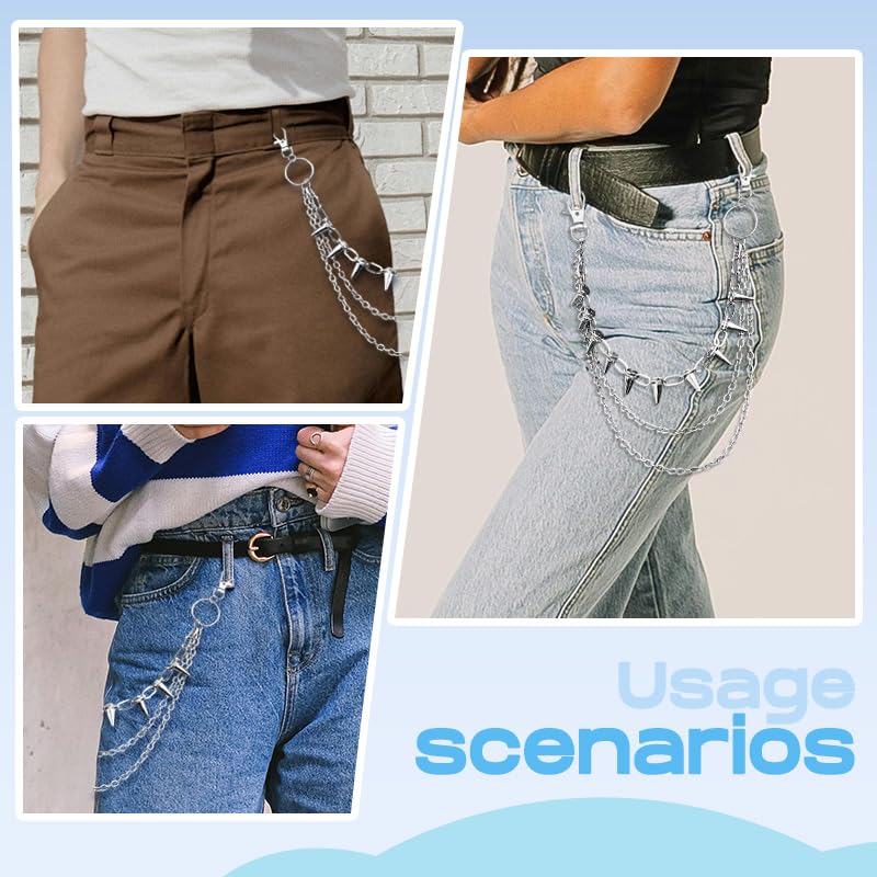 Goth Pants Chain Charms for Women Men Punk Layered Jean Chains Gothic Y2k Pocket Chain for Women Hip Hop Waist Chains - color: Rivet