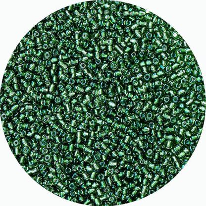 2mm Glass Seed Beads Bulk, Green with Silver 12/0 Tiny Round Seed Bead, Small Mini Pony Craft Beads for Bracelet Necklace Wrist Jewelry Making Beading Weaving DIY Crafts Supplies - color: Green with Silver