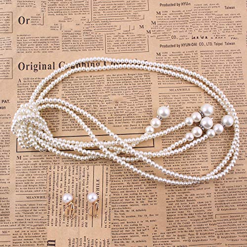 Handmade Faux Pearl Necklace and Clip on Earrings Jewelry Sets for Women Bib Choker Collar Necklace - color: Double Necklace+Clip Earrings