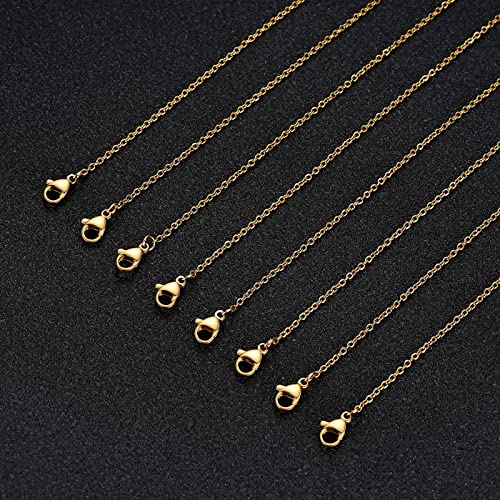 Stainless Steel Chain for Jewelry Making: LUCKYPADS Necklace Chains Bulk 1.5 mm Gold Plated Thin Chains 20 Pack Gold Cable Chains for Necklace Making (17 Inches) - color: 20 Pack Gold