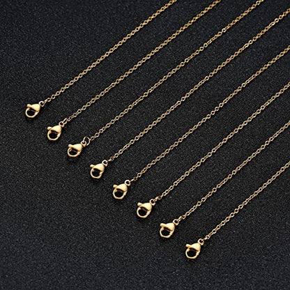 Stainless Steel Chain for Jewelry Making: LUCKYPADS Necklace Chains Bulk 1.5 mm Gold Plated Thin Chains 20 Pack Gold Cable Chains for Necklace Making (17 Inches) - color: 20 Pack Gold