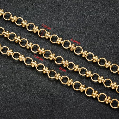 UMAOKANG 2 Meters Gold Plated Stainless Steel Chains for Jewelry Making Circle Link Chain on Spool with Jump Rings and Lobster Clasps - color: Circle Gold