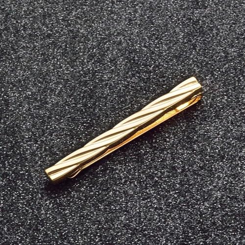Mens Chain Tie Clips For Men Unique Silver Black Gold Tie Bar Round Stainless Steel Tie Clip - style: Simple Gold