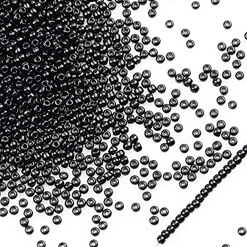 Bala&Fillic Opaque Black Color 3mm Seed Beads About 3600pcs/100Grams in Bag, 8/0 Glass Craft Beads for Making Bracelet and Necklace (Black) - color: Black