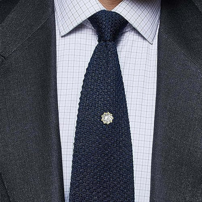 HAWSON Mens Tie Tack with Chain Round Crystal Wedding Business Accessories - color: Gold + Crystal