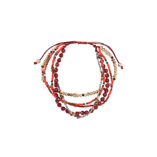 Boho Braided Beaded Ankle Bracelets Handmade Adjustable Beach Wrap Bracelet Draw String Anklets Bracelets Gifts for Women - color: Red