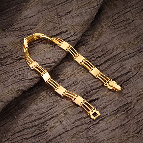 LOYATA Chain Bracelet Gold Link 14K Gold Plated Dainty Pearl Bracelet Simple Jewelry Gift for Women - style: Bangles