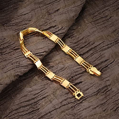 LOYATA Chain Bracelet Gold Link 14K Gold Plated Dainty Pearl Bracelet Simple Jewelry Gift for Women - style: Bangles