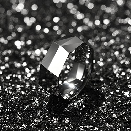 THREE KEYS JEWELRY Tungsten Wedding Band for Men Women Silver Hammered | 2mm, 8mm, Engagement Gift, Comfort Fit, Silver, Hammered - color: Silver 8mm C