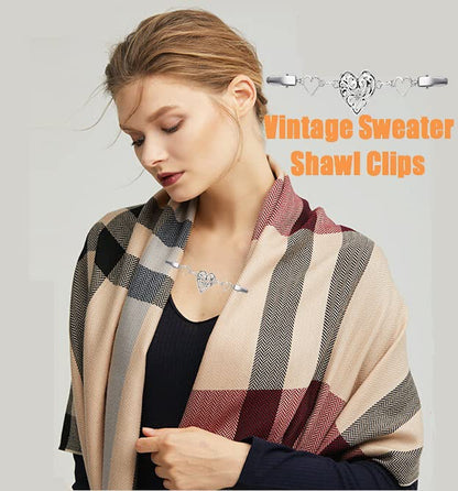 Vintage Sweater Clips Shawl Dresses Shirt Clips Retro Cardigan Collar Chain Clips Brooch Pins for Women - style: Style 8