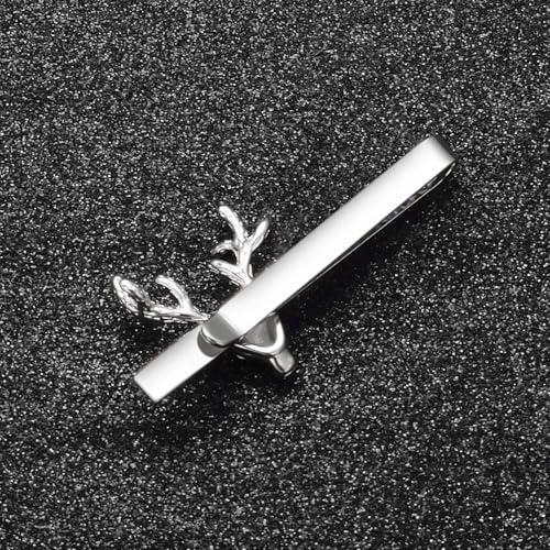 Christmas Tie Clips for Men 14k Gold Plated Silver Tie Pins with Cute Animal Deer/Lion/Dog/Cat Tie Bars Necktie Suit Tie Accessories Jewelry - style: Christmas Deer Tie Clip