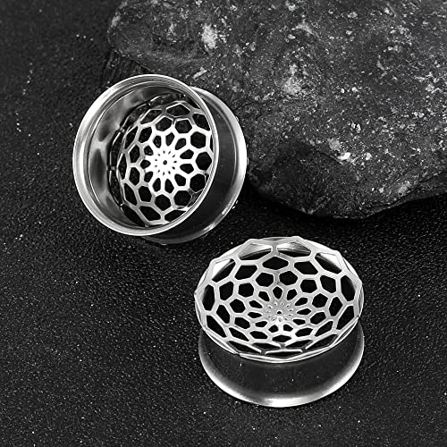 1 Pair New Classic gauges Ear Plugs Tunnels Hypoallergenic 316 Stainless Steel Ear Gauges 8mm-25mm (0G-1") Body Piercing Jewelry - color: Silver-1277, size: 1/2" (12mm)