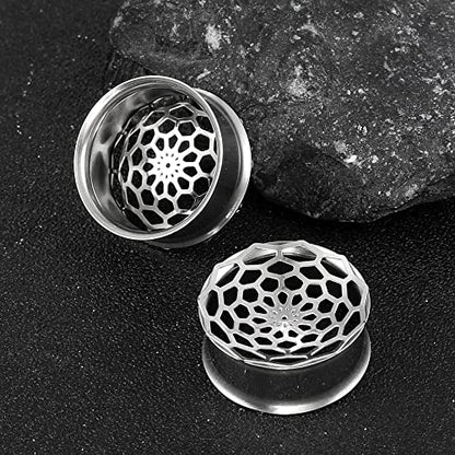 1 Pair New Classic gauges Ear Plugs Tunnels Hypoallergenic 316 Stainless Steel Ear Gauges 8mm-25mm (0G-1") Body Piercing Jewelry - color: Silver-1277, size: 1/2" (12mm)