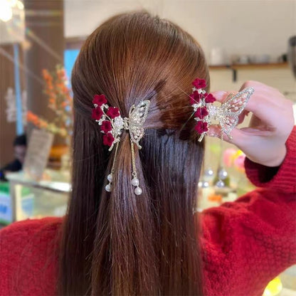 Butterfly Hair Clips - Flower Hair Clip for Women - Small Cute Rhinestone Mini Hairpins - 1PCS - color: Flower Butterfly
