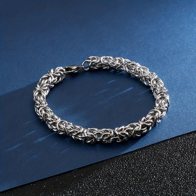 Artisan-Crafted Byzantine Bracelet for Women Hypoallergenic Stainless Steel Chain Link Jewelry with Secure Lobster Clasp Elegant Adjustable Bangle - size: 8.3 inch