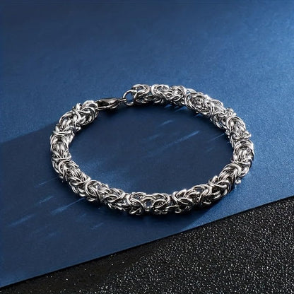 Artisan-Crafted Byzantine Bracelet for Women Hypoallergenic Stainless Steel Chain Link Jewelry with Secure Lobster Clasp Elegant Adjustable Bangle - size: 8.3 inch