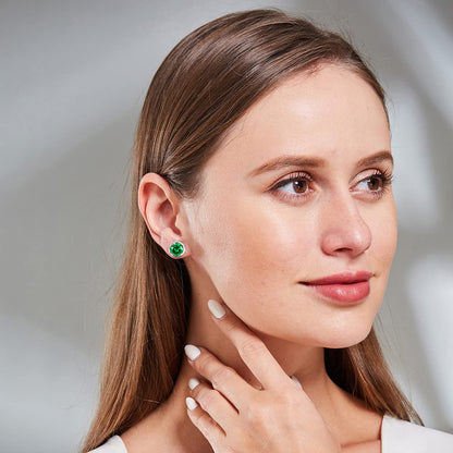 YOQUCOL Bright 8MM,10MM Cubic Zirconia Crystal Stud Earrings Round Pierced Earrings For Women - color: 8MM-Green