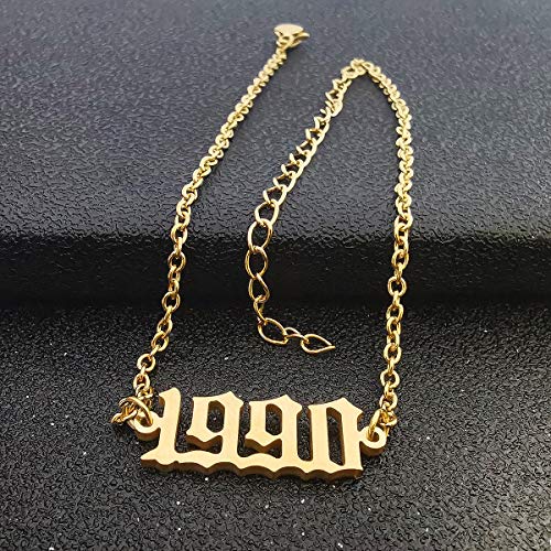 CSIYANJRY99 Birth Year Ankle Bracelets for Women14K Gold Plated Birth Year Number Anklets Adjustable Chain Beach Foot Ankle Bracelets for Women Birthday - style: 1990