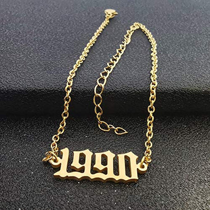 CSIYANJRY99 Birth Year Ankle Bracelets for Women14K Gold Plated Birth Year Number Anklets Adjustable Chain Beach Foot Ankle Bracelets for Women Birthday - style: 1990