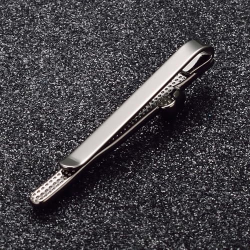 Mens Chain Tie Clips For Men Unique Silver Black Gold Tie Bar Round Stainless Steel Tie Clip - style: black tie clip