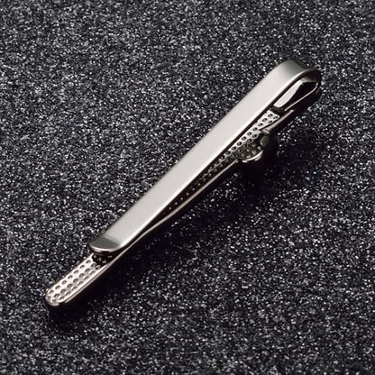Mens Chain Tie Clips For Men Unique Silver Black Gold Tie Bar Round Stainless Steel Tie Clip - style: black tie clip
