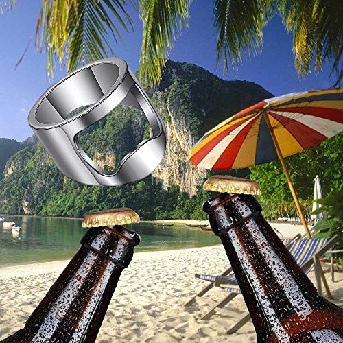 VQYSKO Bottle Opener Ring Band-Beer Bar Tool Creative Versatile Stainless Steel Finger Party Ring,Size 6 to 12