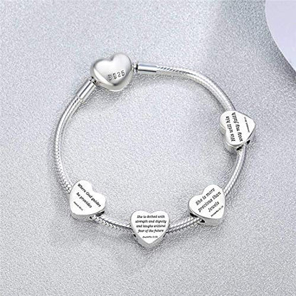 Heart Charm Fit for Pandora Charms Bracelet Inspirational Engraving Jewelry Personality Encouragement Gifts for Women - style: Keep Fvck Going