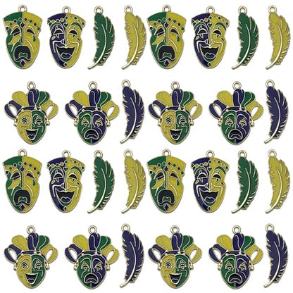 Youdiyla 21pcs Alloy enamel Martini Grasse Carnival Mardi Gras set Pendant Jewelry Making DIY Keychain Earrings Pendant Various Design Charms for Jewelry Making Bracelets Necklace (SN1095) - color: SN1095