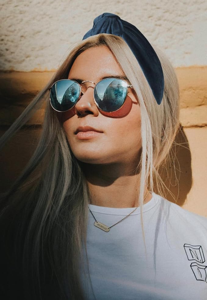 Pastal Blue Velvet Headbands for Women, Wearable All Day, Trendy Womens Headbands are Knotted Headband for Women's Hair, Cute Top Knot Fashion Designer Girls Head band - color: Pastel Blue