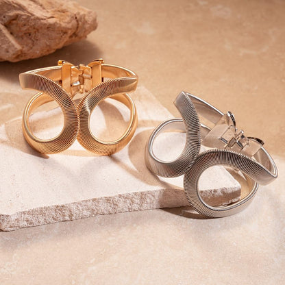 Chunky Cuff Bracelets for Women Wide Gold/Silver Cuffs Bangle Hollow Out Adjustable Bracelets Punk Vintage Jewelry - style: Silver B