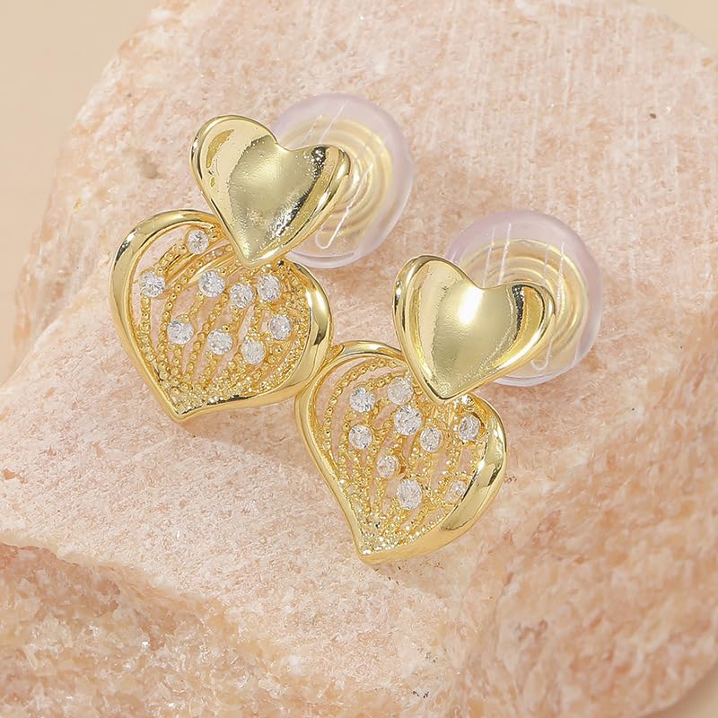 Ear Cuffs Earrings for Women Non Piercing Cartilage Cuff Wrap Clip on Earrings Trendy Pearl Rhinestone Tassel Chain Earrings Jewelry for Women - color: CZ Heart Ear Cuff