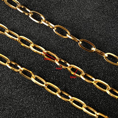 16.4 Feet Gold Plated Link Chain for Jewelry Making Stainless Steel Oval Paperclip Chain Bulk with Jump Rings Lobster Clasps for Jewelry Bracelet Necklace Choker Making Supplies - color: Gold Oval