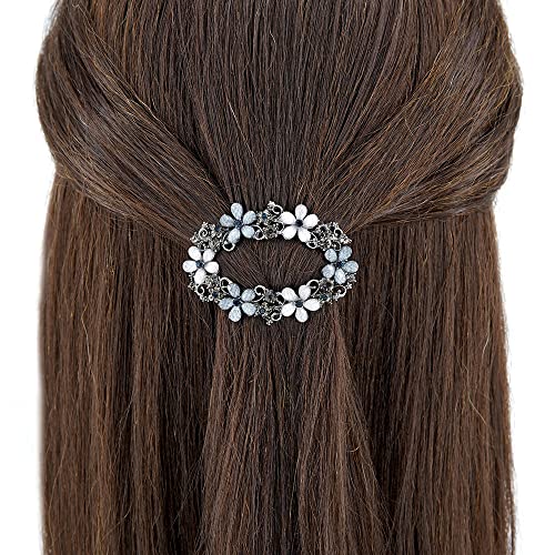 3PCS Fancy Barrettes for Women's Hair - 2.4" Small Sparkly Non-Slip Luxurious Flower Metal French Clasps Accessories for Thin Fine Hair - Women Girls