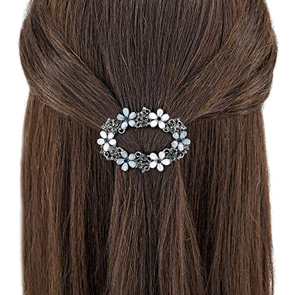 3PCS Fancy Barrettes for Women's Hair - 2.4" Small Sparkly Non-Slip Luxurious Flower Metal French Clasps Accessories for Thin Fine Hair - Women Girls