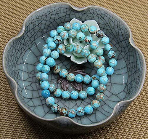 Angelstones Gemstones 8mm Round Beads Healing Crystal Bracelet for women | Natural Gemstone, Handmade Gifts for Women, Healing Crystal Round Beaded Stretch Bracelets, Unisex Jewelry for Women and Men - color: Turquoise Green Sea Sediment Jasper