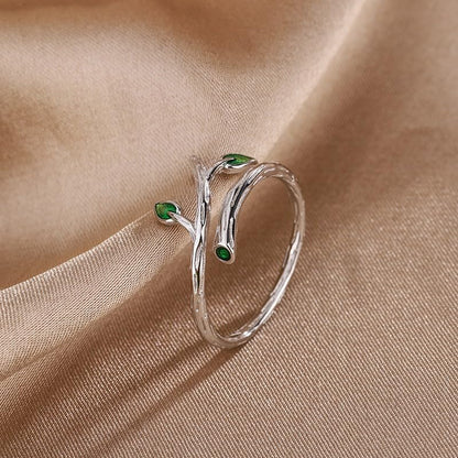 Adjustable Leaf Stackable Rings for Women Cubic Zirconia Stones Blue Leaves Purple Flower Open Band Stacking Finger Sliver Rings Fashion Plant Floral Aesthetic CZ Jewelry - color: enamel leaf