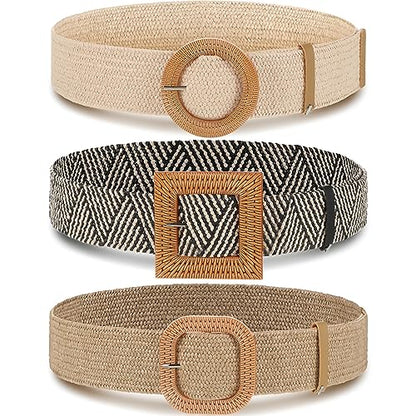 Syhood Woven Belt Dress - color: White,black White,khaki, size: Fit Waist Size Below 40''