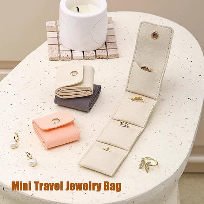 Mini Travel Jewelry Bag, Mini Travel Jewelry Roll Bag with Buckle, Jewelry Rolls (pink) - color: pink-1PCS