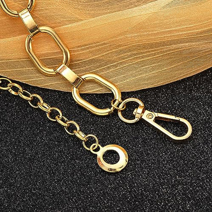 Women's Chain Belt Metal Waist Belt Chunky Belly Link Belt - color: 23028 Gold, size: XL: 59 in