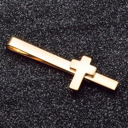 Gold Black Silver Cross Tie Clips For Men Unique Christian Catholic Tie Clip Cross Accessories For Men - style: gold cross tie clips for men