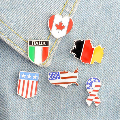 Premium Handmade Enamel Lapel Pin Brooch Badge - color: American Ribbon, size: 1 Pin