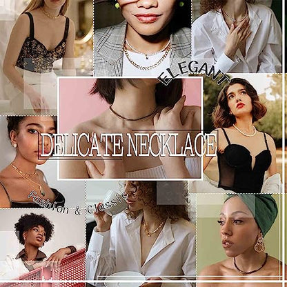 Gold Choker Necklace Dainty Cuban Link Necklace Simple Flat Snake Chain Necklace Layered Herringbone Necklace Hip Hop Jewelry for Women - style: Style-2