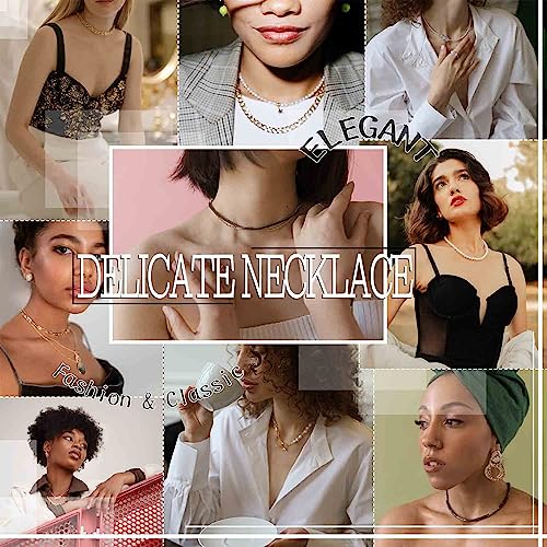 Gold Choker Necklace Dainty Cuban Link Necklace Simple Flat Snake Chain Necklace Layered Herringbone Necklace Hip Hop Jewelry for Women - style: Style-1